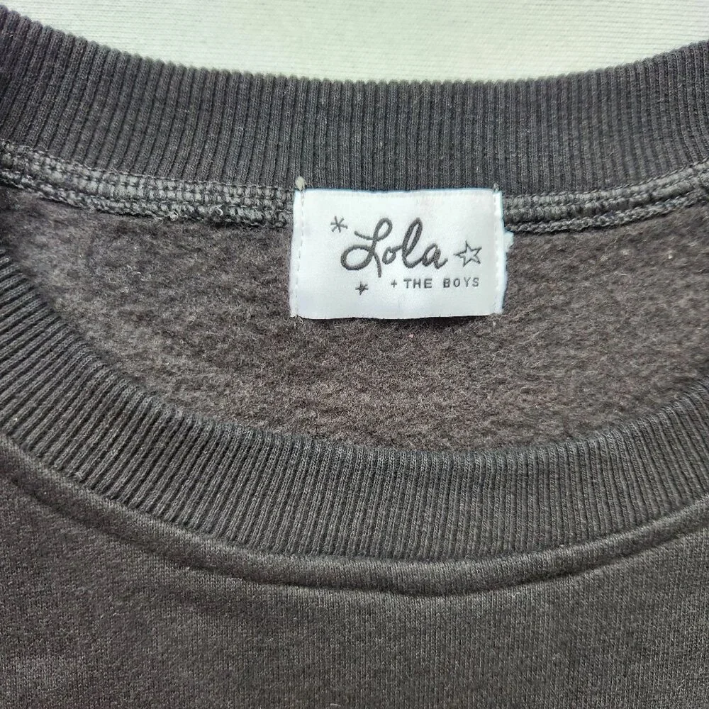 Lola + The Boys Dreamer Black Crewneck Sweatshirt Beaded Sequins Soft Boho Glam - Picture 6 of 10